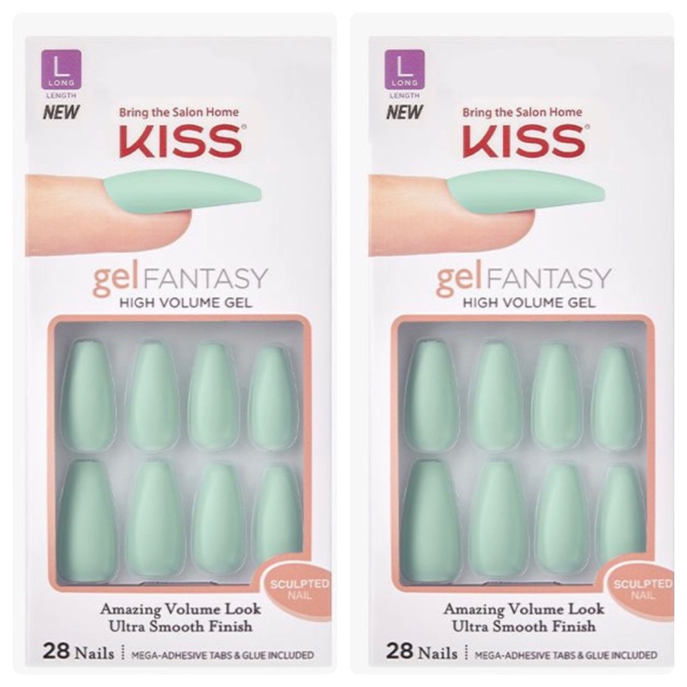 Kiss Matte Mint Coffin Shaped Long Length Nails x2